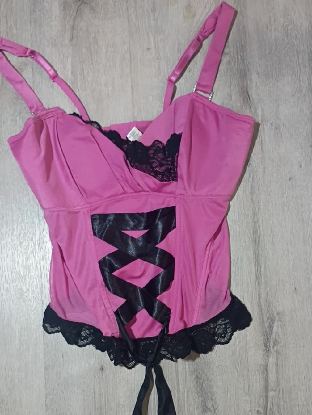 Women’s Pink Lace-Trim Corset Camisole